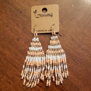 Peach beaded Hook Earrings